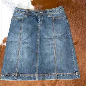Denim Skirt with detailed gold thread stitching